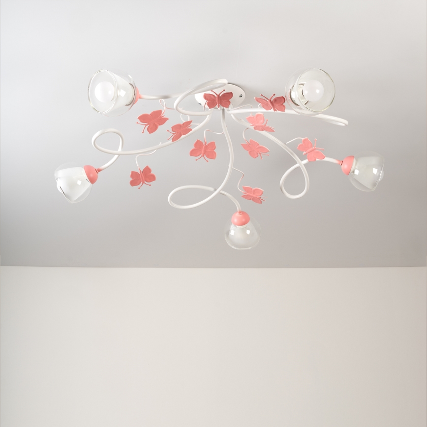 ONLI - Fäst ljuskrona för barn BUTTERFLY 5xE14/6W/230V