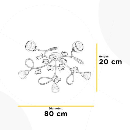 ONLI - Fäst ljuskrona för barn BUTTERFLY 5xE14/6W/230V