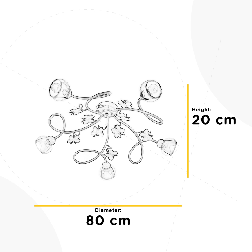 ONLI - Fäst ljuskrona för barn BUTTERFLY 5xE14/6W/230V
