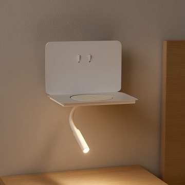ONLI - Flexibel LED-lampa med hylla WIK LED/6,5W/230V + LED/3W vit