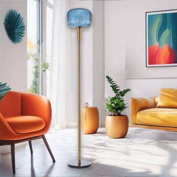 ONLI - Golvlampa DOROTY 1xE27/22W/230V blå/guld