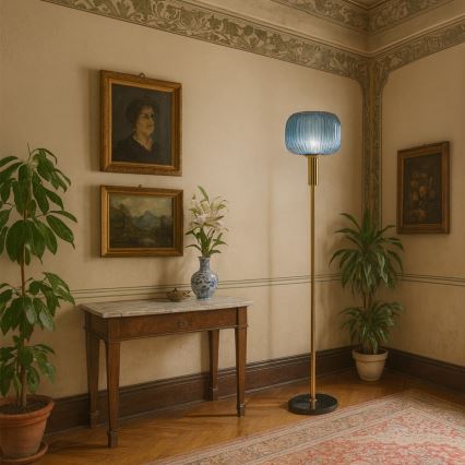 ONLI - Golvlampa DOROTY 1xE27/22W/230V blå/guld