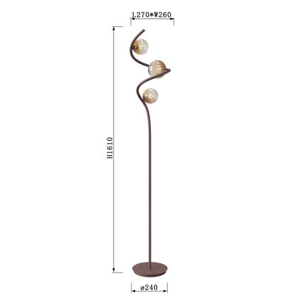 ONLI - Golvlampa FRIDA 3xG9/10W/230V koppar