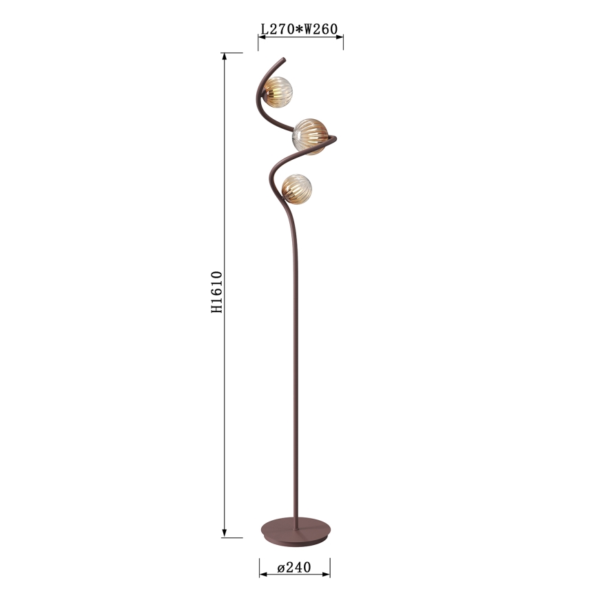 ONLI - Golvlampa FRIDA 3xG9/10W/230V koppar