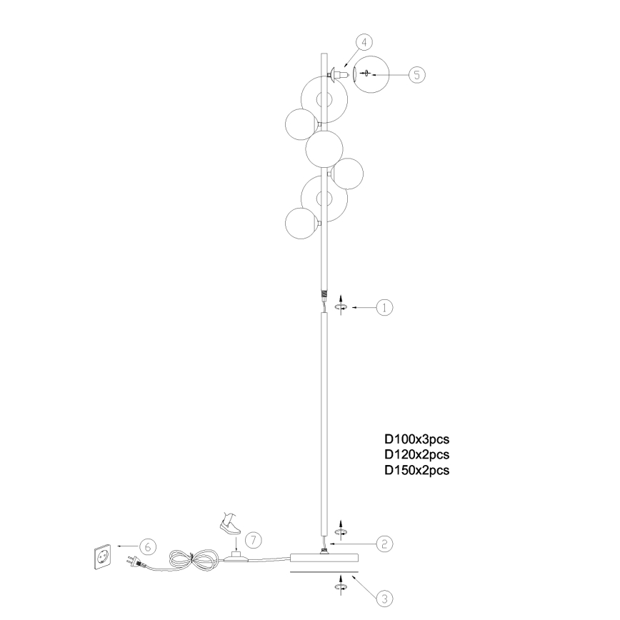 ONLI - Golvlampa PALOMA 7xG9/10W/230V svart/rökig