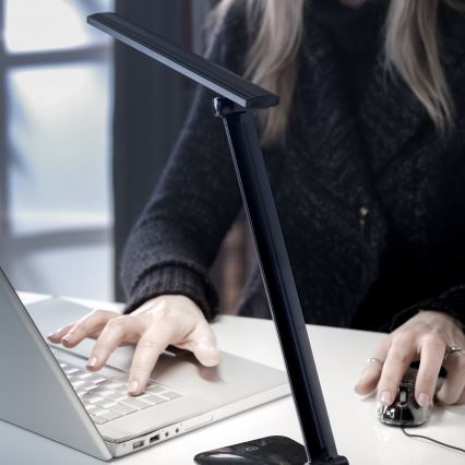 ONLI - LED Dimbar bordslampa med USB-port DESKI LED/7W/230V 4000K svart