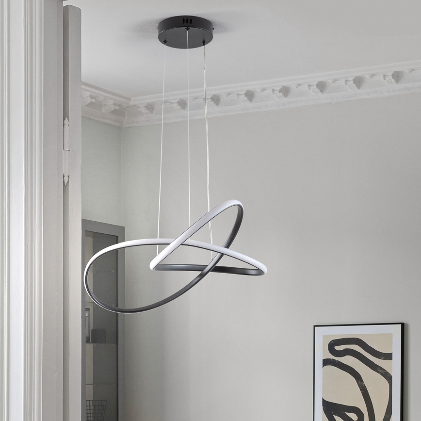 ONLI - LED ljuskrona med textilsladd DAFNE LED/30W/230W 4000K svart