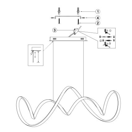 ONLI - LED ljuskrona med textilsladd KIRA LED/60W/230V 4000K guld