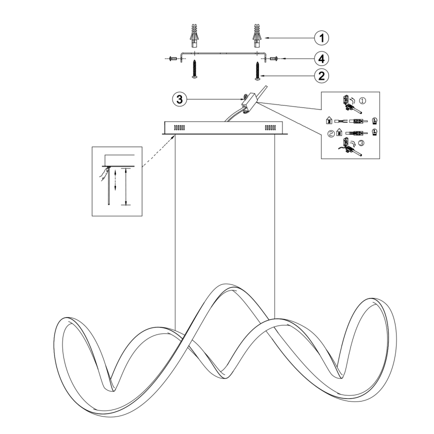 ONLI - LED ljuskrona med textilsladd KIRA LED/60W/230V 4000K guld