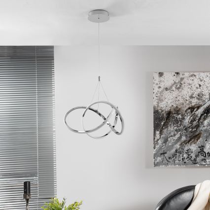 ONLI - LED ljuskrona med textilsladd LOOP LED/40W/230V 4000K skinande krom