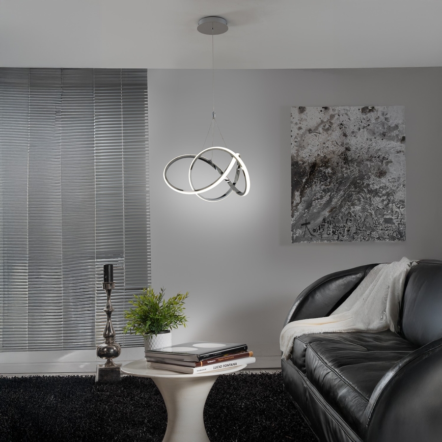 ONLI - LED ljuskrona med textilsladd LOOP LED/40W/230V 4000K skinande krom