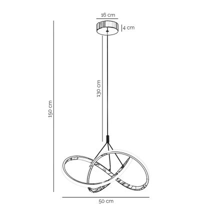 ONLI - LED ljuskrona med textilsladd LOOP LED/40W/230V 4000K skinande krom