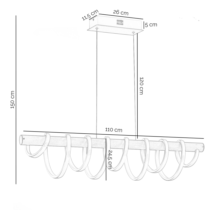 ONLI - LED ljuskrona med textilsladd NILO LED/70W/230V 4000K brun/vit