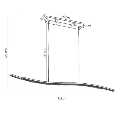 ONLI - LED ljuskrona med textilsladd ONDA LED/30W/230V 4000K svart