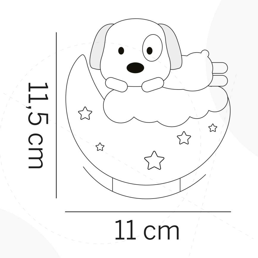 ONLI - LED uppladdningsbar nattlampa för barn NUVOLINA LED/2,5W/5V 300 mAh hund/rosa