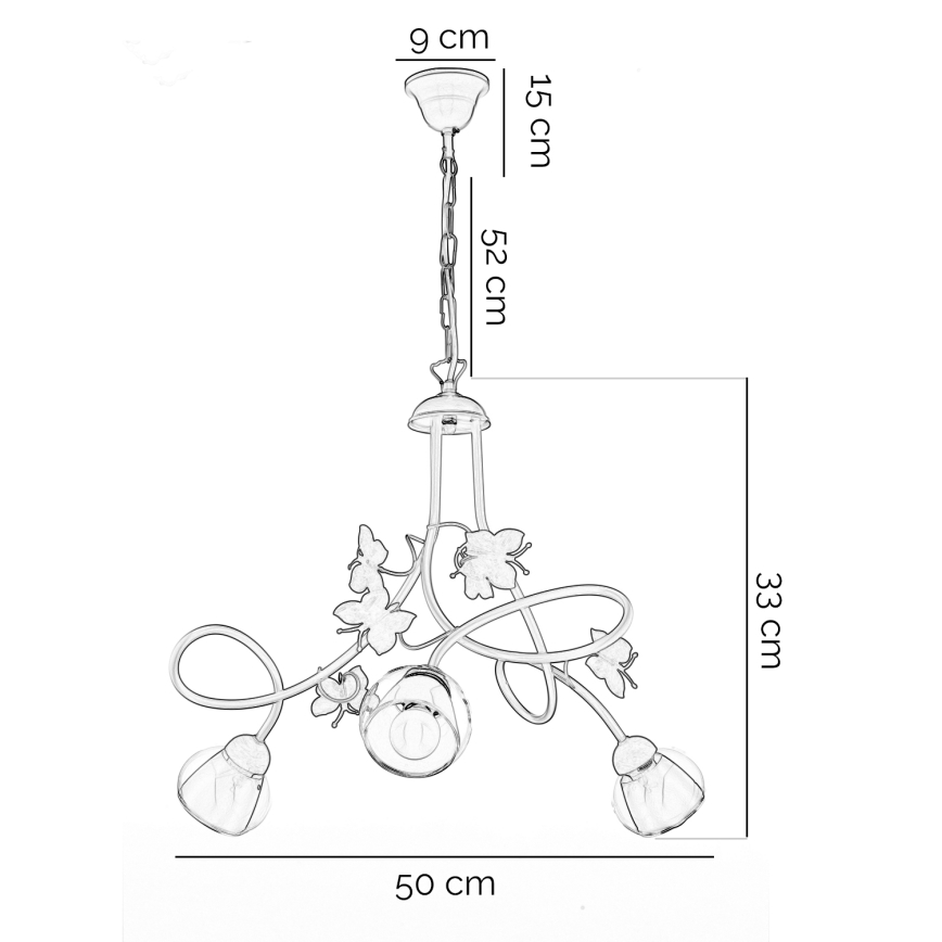 ONLI - Ljuskrona för barn BUTTERFLY 3xE14/6W/230V
