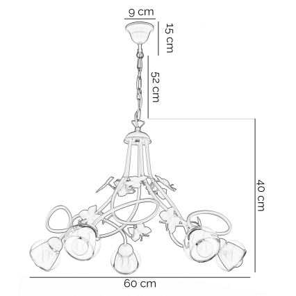 ONLI - Ljuskrona för barn BUTTERFLY 5xE14/6W/230V