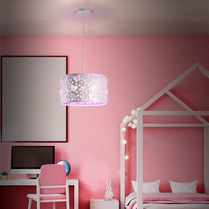 ONLI - Ljuskrona för barn TITILLA 1xE27/22W/230V lila/vit