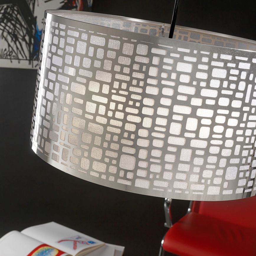 ONLI - Ljuskrona med textilsladd BRUCE 1xE27/15W/230V diameter 45 cm matt krom