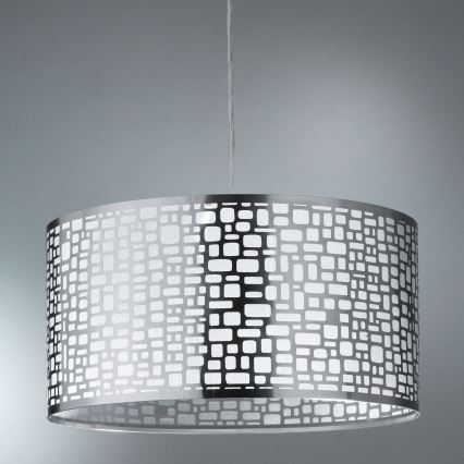 ONLI - Ljuskrona med textilsladd BRUCE 1xE27/15W/230V diameter 45 cm matt krom