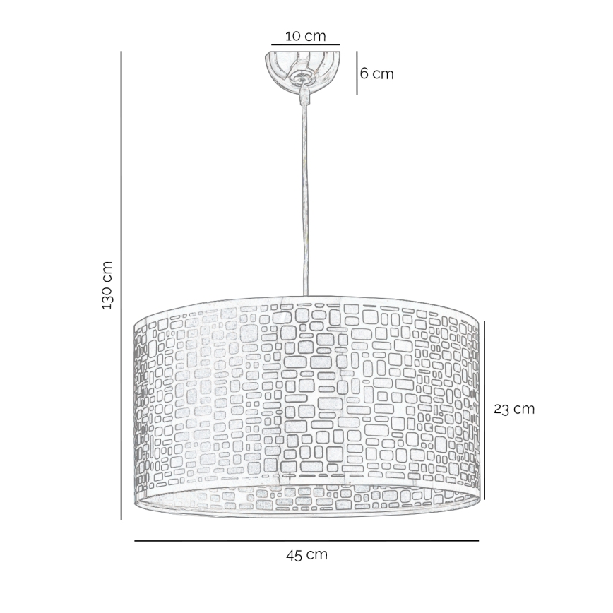 ONLI - Ljuskrona med textilsladd BRUCE 1xE27/15W/230V diameter 45 cm matt krom