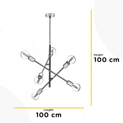 ONLI - Ljuskrona med textilsladd CROSS 6xE27/22W/230V