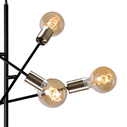 ONLI - Ljuskrona med textilsladd CROSS 6xE27/22W/230V svart/mässing