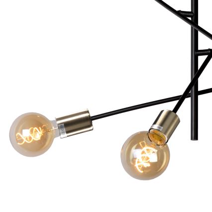 ONLI - Ljuskrona med textilsladd CROSS 6xE27/22W/230V svart/mässing