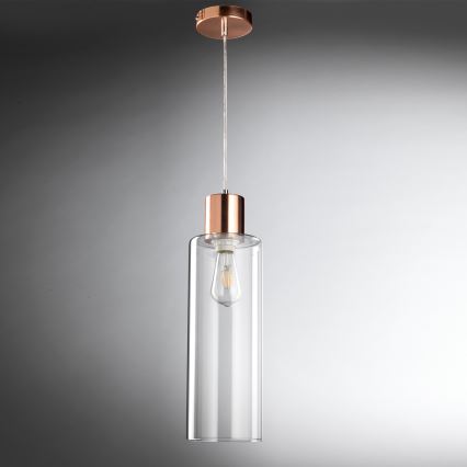 ONLI - Ljuskrona med textilsladd DODO 1xE27/22W/230V koppar