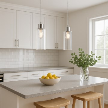 ONLI - Ljuskrona med textilsladd DODO 1xE27/22W/230V skinande krom