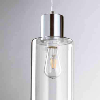 ONLI - Ljuskrona med textilsladd DODO 1xE27/22W/230V skinande krom