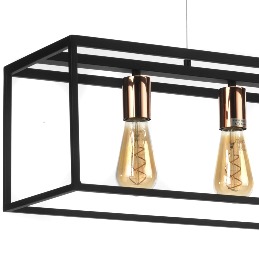 ONLI - Ljuskrona med textilsladd FLOKI 4xE27/15W/230V svart/koppar