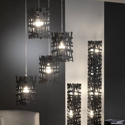 ONLI - Ljuskrona med textilsladd FORESTA 1xE27/15W/230V svart