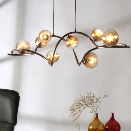 ONLI - Ljuskrona med textilsladd FRIDA 8xG9/10W/230V koppar