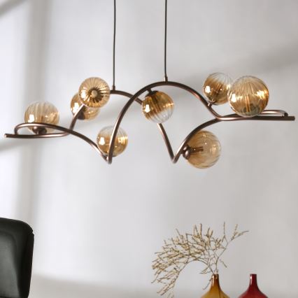 ONLI - Ljuskrona med textilsladd FRIDA 8xG9/10W/230V koppar