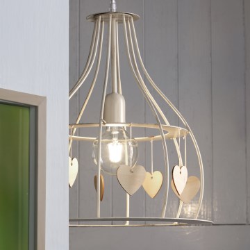 ONLI - Ljuskrona med textilsladd LEONILDE 1xE27/15W/230V beige