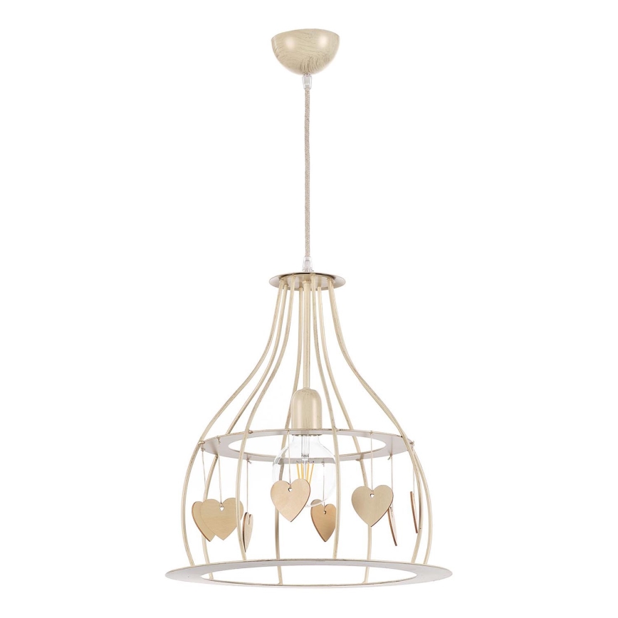 ONLI - Ljuskrona med textilsladd LEONILDE 1xE27/15W/230V beige