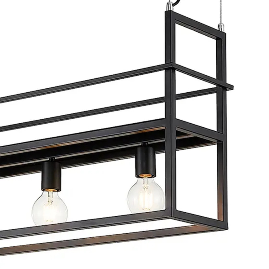 ONLI - Ljuskrona med textilsladd med hylla JEFFER 4xE27/22W/230V svart