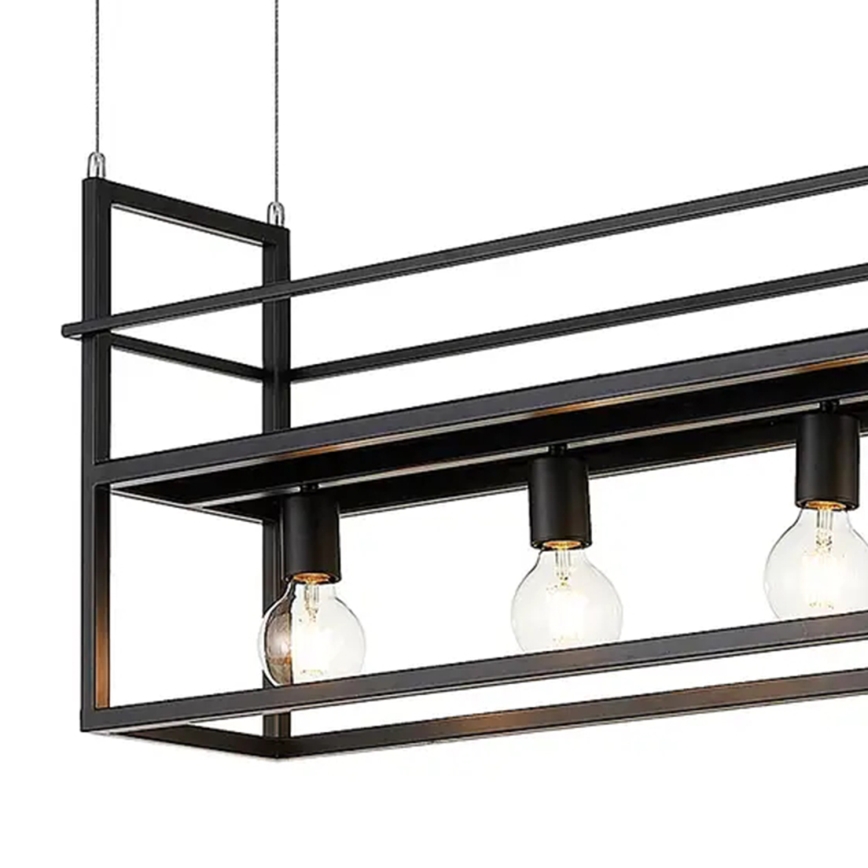 ONLI - Ljuskrona med textilsladd med hylla JEFFER 4xE27/22W/230V svart