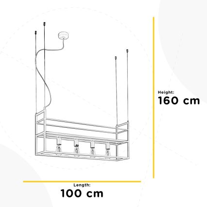 ONLI - Ljuskrona med textilsladd med hylla JEFFER 4xE27/22W/230V vit