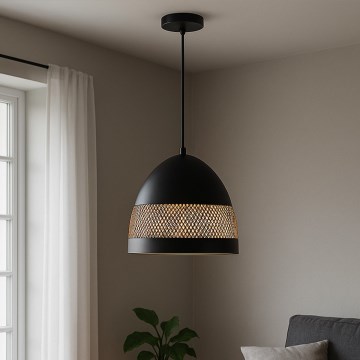 ONLI - Ljuskrona med textilsladd POLLY 1xE27/22W/230V svart