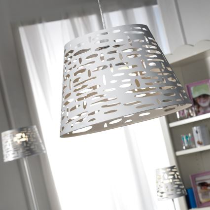 ONLI - Ljuskrona med textilsladd RICKY 1xE27/15W/230V diameter 40 cm vit