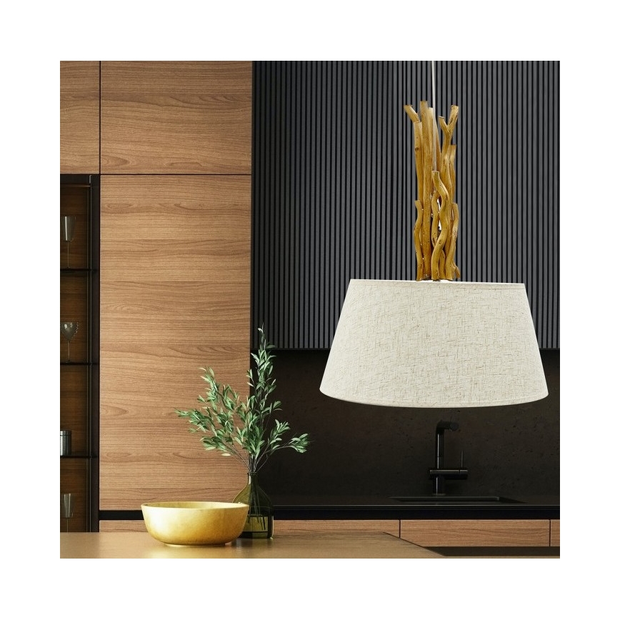 ONLI - Ljuskrona med textilsladd WOODY 1xE27/22W/230V