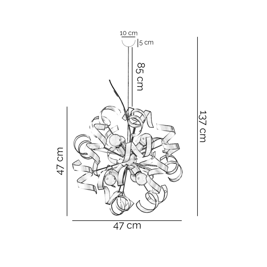 ONLI -  Ljuskrona med textilsladd ZOE 6xE14/6W/230V vit