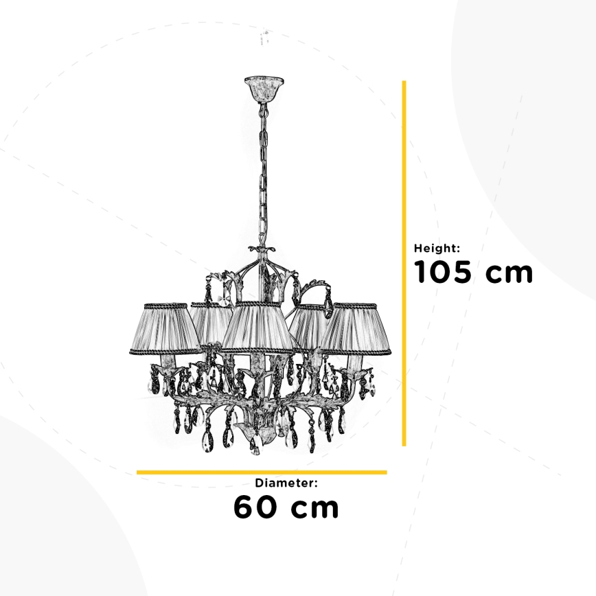 ONLI - Ljuskrona på kedja KAREN 5xE14/6W/230V vit