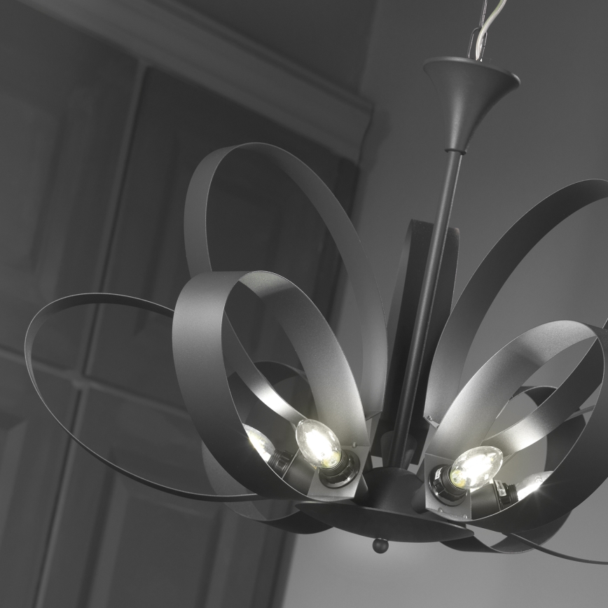 ONLI - Ljuskrona på kedja SERENA 9xE14/6W/230V svart