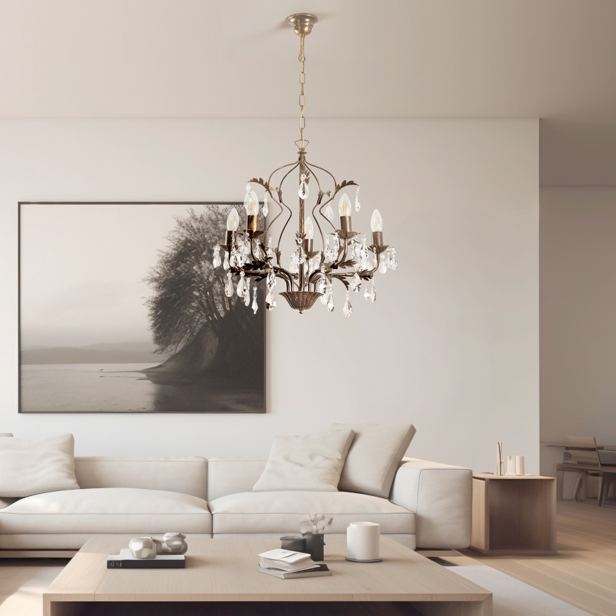 ONLI - Ljuskrona på kedja TERESA 5xE14/6W/230V brons