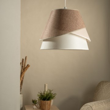 ONLI - Pendellampa med sladd POLLON 1xE27/15W/230V brun/krämfärgad/beige