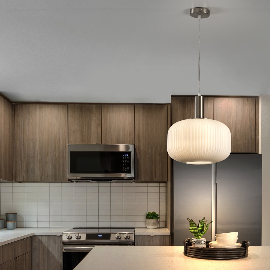 ONLI - Pendellampa på sladd DOROTY 1xE27/15W/230V vit/blank krom