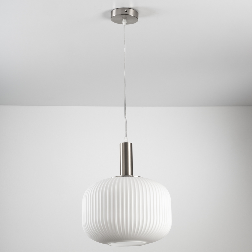 ONLI - Pendellampa på sladd DOROTY 1xE27/15W/230V vit/blank krom